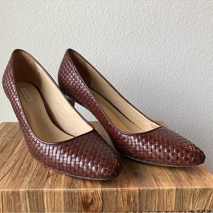 Vintage-inspired Cole Haan leather basket weave style shoes